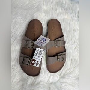 Skechers woman’s Taupe Double-Buckle Sandals size 9